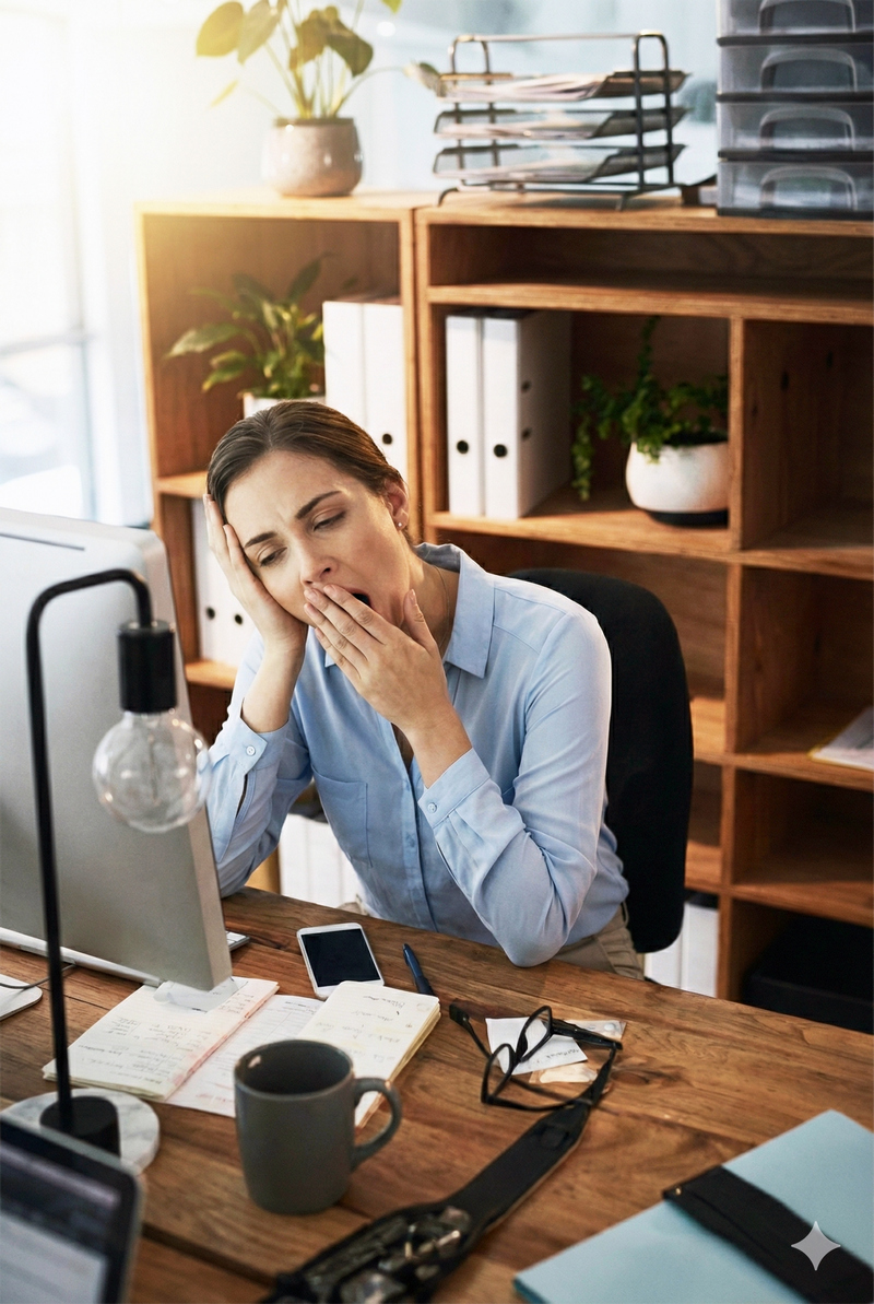 Donna stanca in ufficio